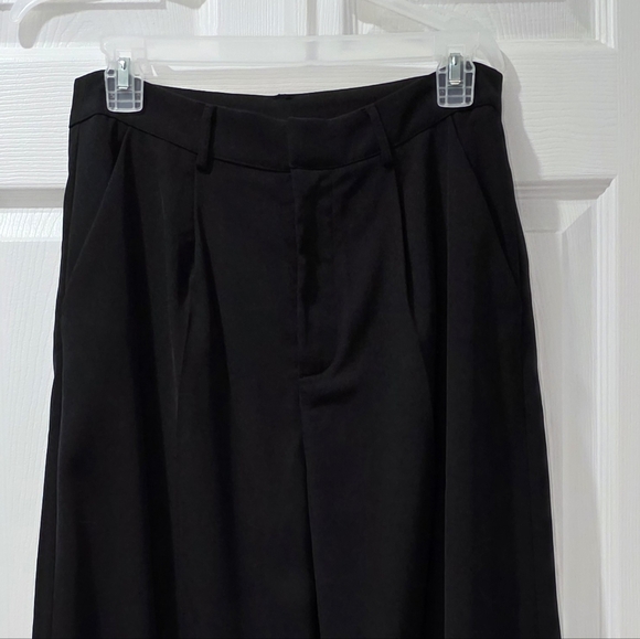 High-Waist Wide Leg Black Trousers - Sleek Women's Pants - Picture 6 of 6